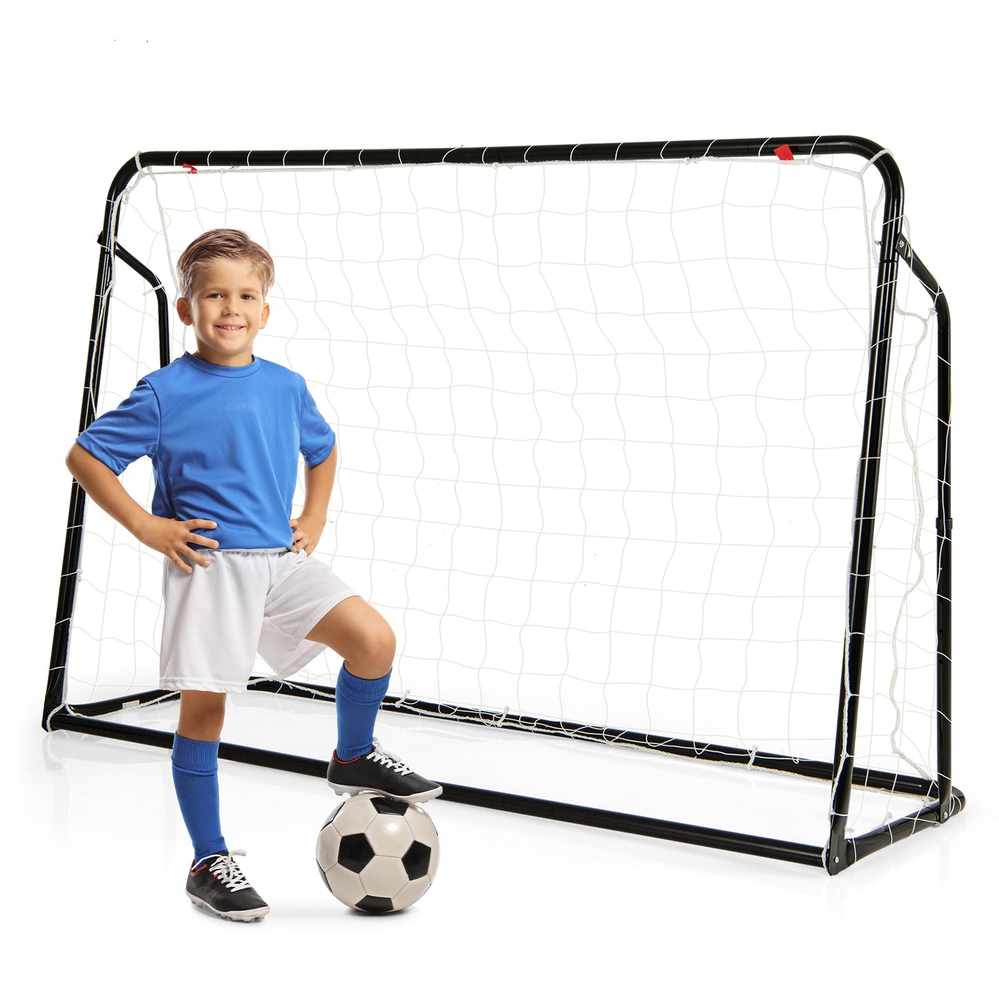 2-in-1 Kids Soccer Rebounder and Soccer Goal with Adjustable Height-Black Kids Crystal