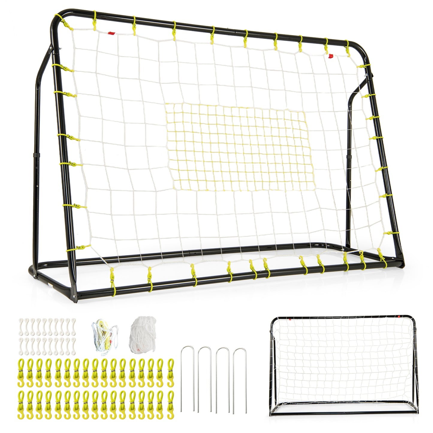 2-in-1 Kids Soccer Rebounder and Soccer Goal with Adjustable Height-Black Kids Crystal