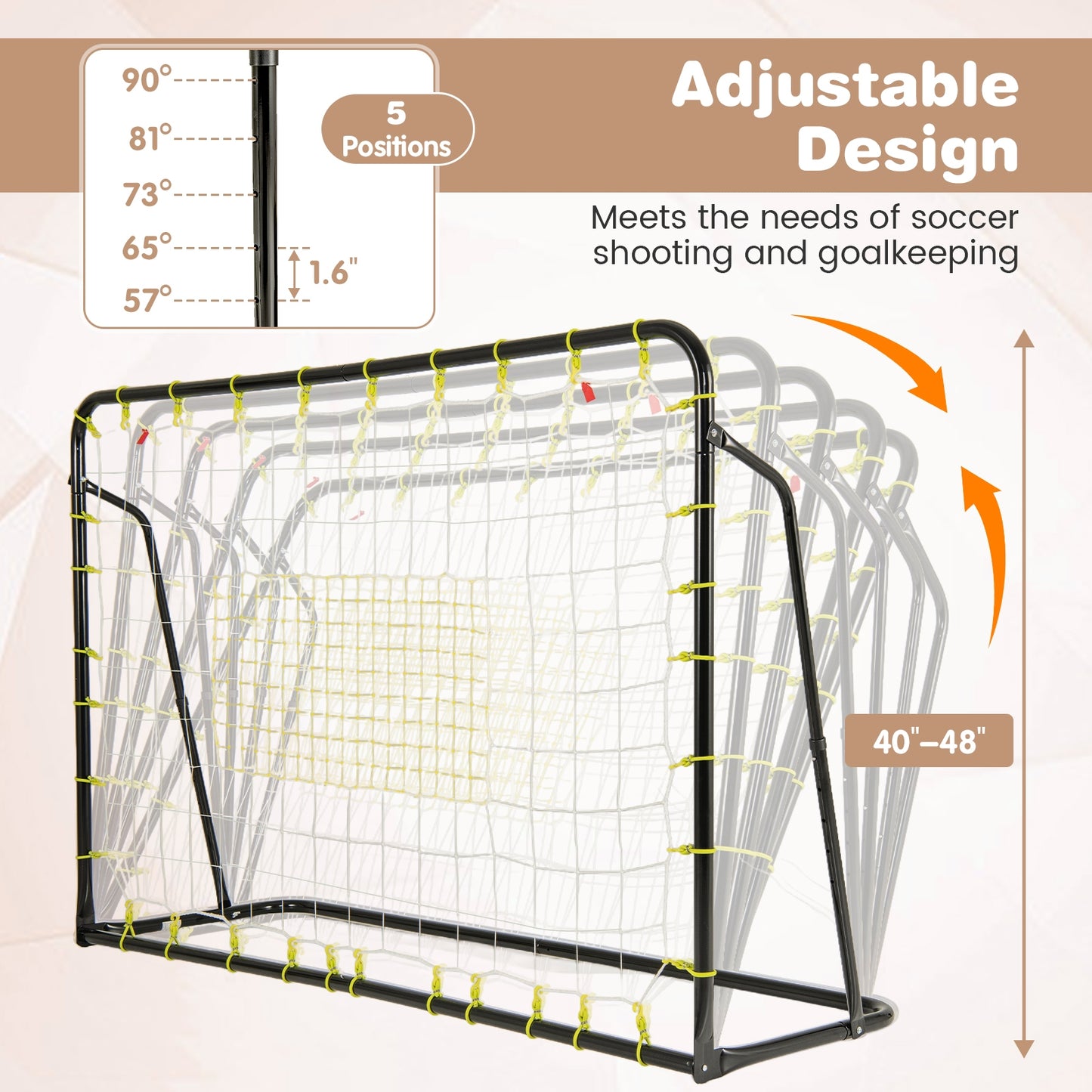 2-in-1 Kids Soccer Rebounder and Soccer Goal with Adjustable Height-Black Kids Crystal