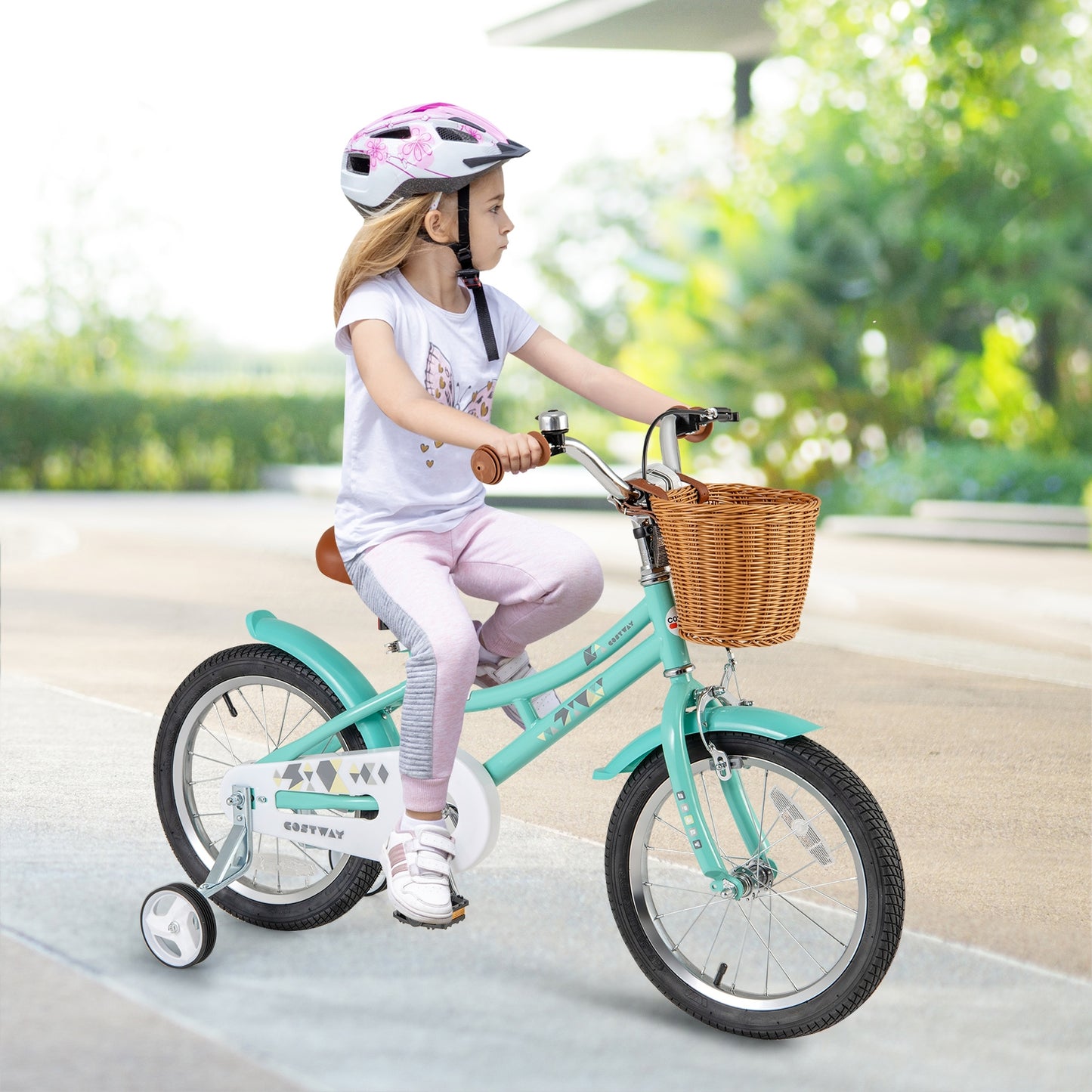 16 Inch Kids Bike Bicycle with Training Wheels and 2 Brake System Ages 4-7 Years Old-16 inches Kids Crystal