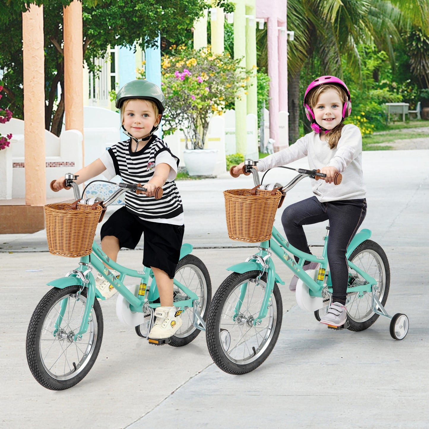 16 Inch Kids Bike Bicycle with Training Wheels and 2 Brake System Ages 4-7 Years Old-16 inches Kids Crystal