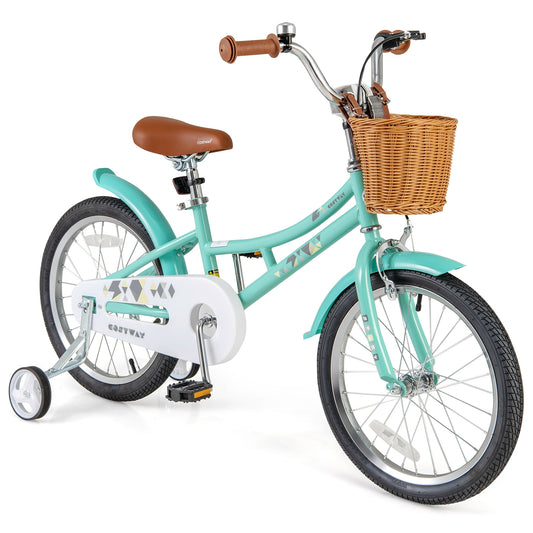 18 Inch Kids Bike Bicycle with Training Wheels and 2 Brake System Ages 4-8 Years Old-18 inches Kids Crystal
