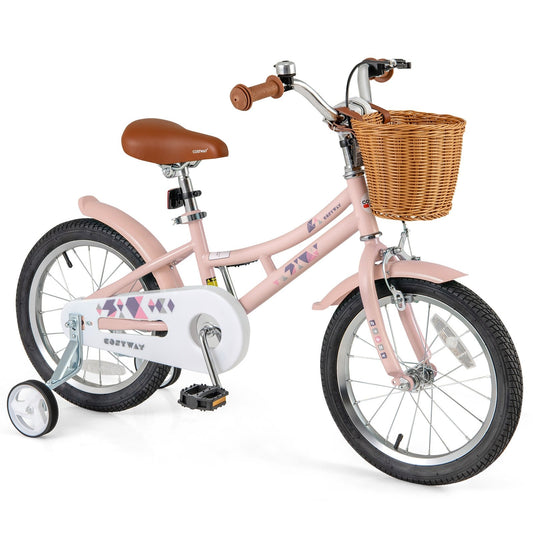 16 Inch Kids Bike Retro Bicycle with Adjustable Height and Basket for Ages 4-7 Years Old-16 inches Kids Crystal