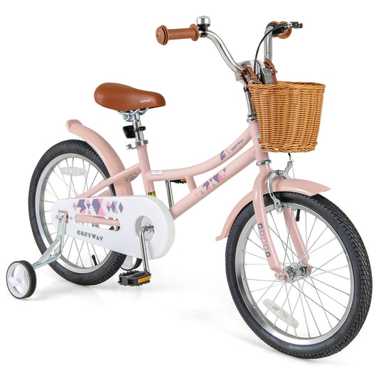 18 Inch Kids Bike Retro Bicycle with Adjustable Height and Basket for Ages 4-8 Years Old-18 inches Kids Crystal