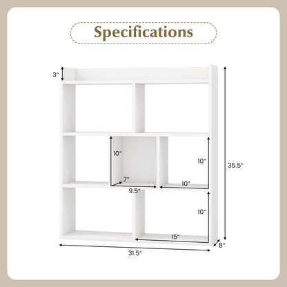 7 Cubes Open-back Bookshelf with Anti-Toppling Devices-White