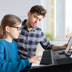 61-Key Electronic Keyboard Piano with 3 Teaching Modes LED Display and Dual Keyboard