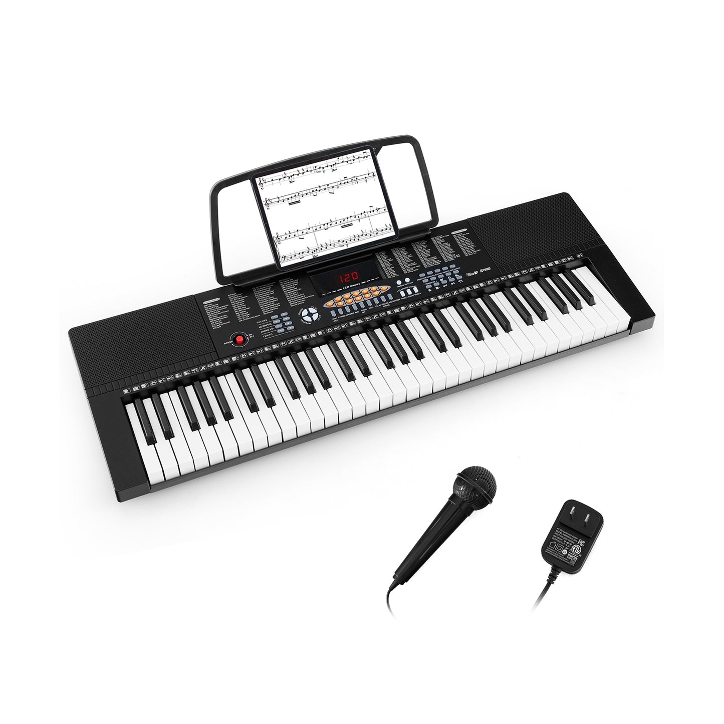 61-Key Electronic Keyboard Piano with 3 Teaching Modes LED Display and Dual Keyboard Kids Crystal