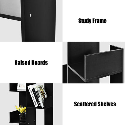 8-Tier Bookshelf Bookcase with 8 Open Compartments Space-Saving Storage Rack -Black