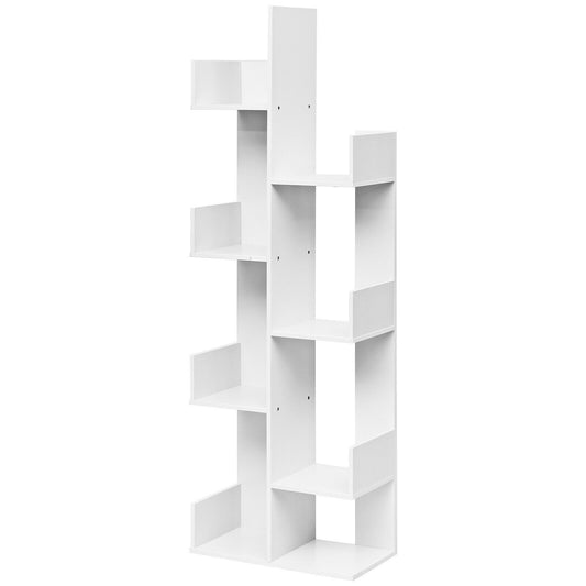 8-Tier Bookshelf Bookcase with 8 Open Compartments Space-Saving Storage Rack -White Kids Crystal