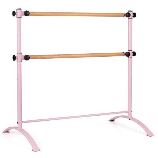 4 Foot Portable  Freestanding Double Ballet Barre-Pink Kids Crystal