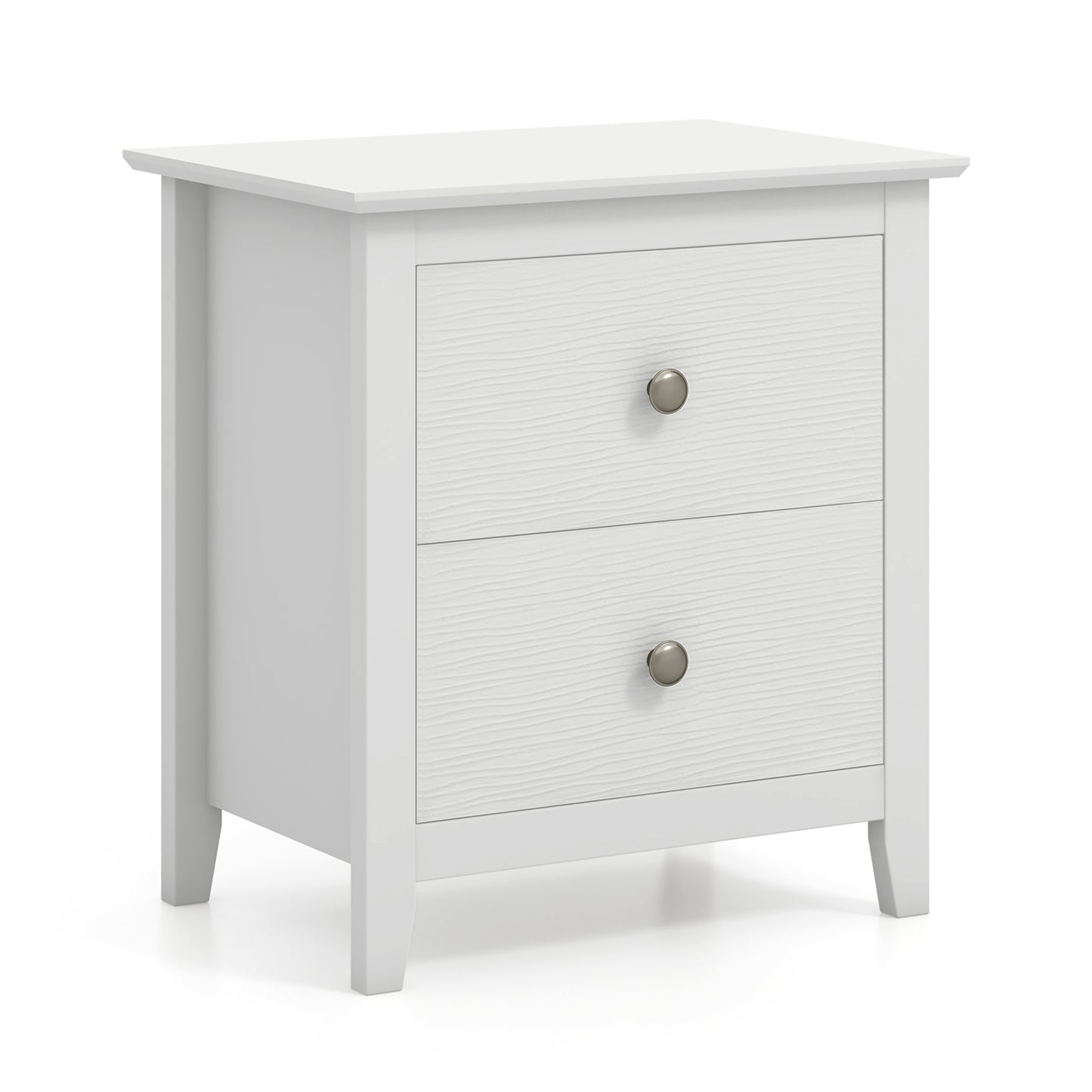 Modern Nightstand with 2 Drawers for Small Spaces-White Kids Crystal