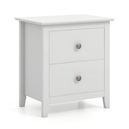 Modern Nightstand with 2 Drawers for Small Spaces-White