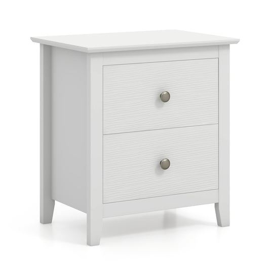 Modern Nightstand with 2 Drawers for Small Spaces-White Kids Crystal