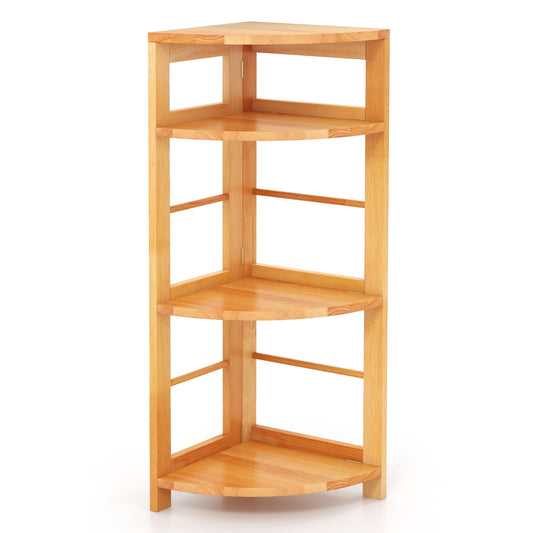 4-Tier Corner Shelf with Rubber Wood Frame and Anti-Toppling Kit Kids Crystal