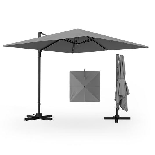 9.5 Feet Square Patio Cantilever Umbrella with 360° Rotation-Gray Kids Crystal