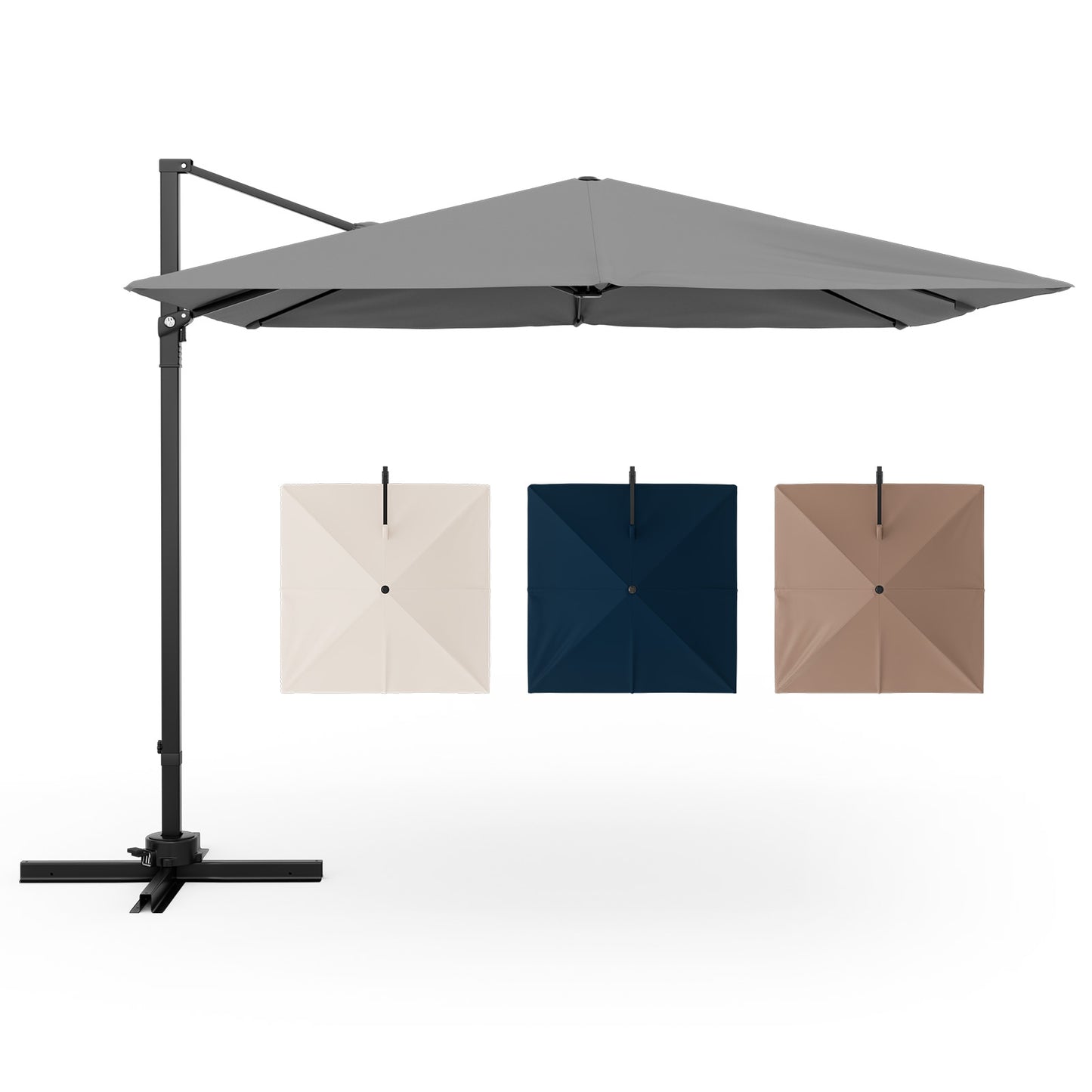 9.5 Feet Square Patio Cantilever Umbrella with 360° Rotation-Gray Kids Crystal