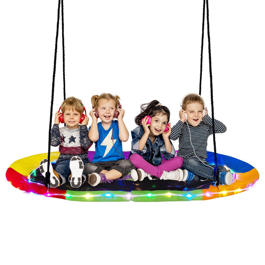 60 Inches Saucer Swing with LED Lights for Kids and Adults-Multicolor Kids Crystal