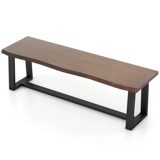 56.5 Inches Wood Dining Bench with Wavy Edge and Adjustable Footpads-Coffee Kids Crystal