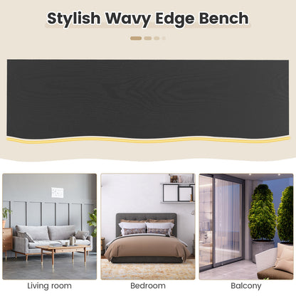 56.5 Inches Wood Dining Bench with Wavy Edge and Adjustable Footpads-Black