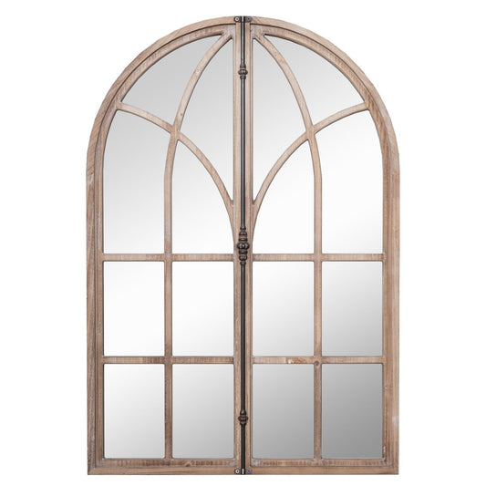 Arched Window Pane Mirror Wall Mounted for Living Room and Entryway-Natural Kids Crystal