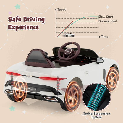 12V Powered Car Kids Ride-on Racer Car Licensed Bentley Bacalar-White