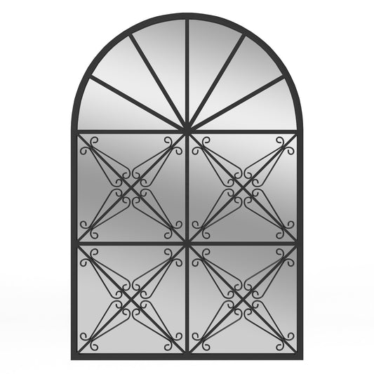 23 Inches x 34 Inches Arched Window Pane Mirror with Metal Frame for Living Room-Black Kids Crystal