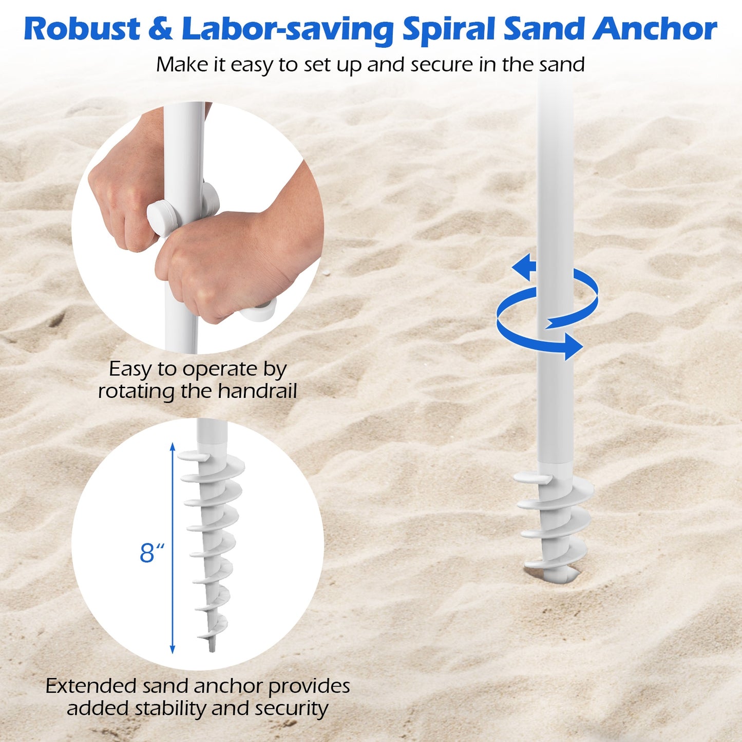 6.5 FT Beach Umbrella with Fringe Outdoor Tassel Umbrella with Push Button Tilt-White Kids Crystal