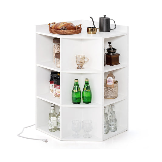 3-Tier Corner Cabinet with Charging Station for Bedroom-White Kids Crystal