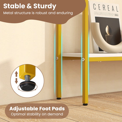 44 Inch Console Table with Shelf with Dual Anti-Tipping Kits-White