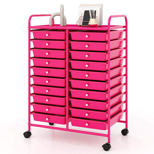 20 Removable Drawers Rolling Storage Cart Studio Organizer-Pink Kids Crystal