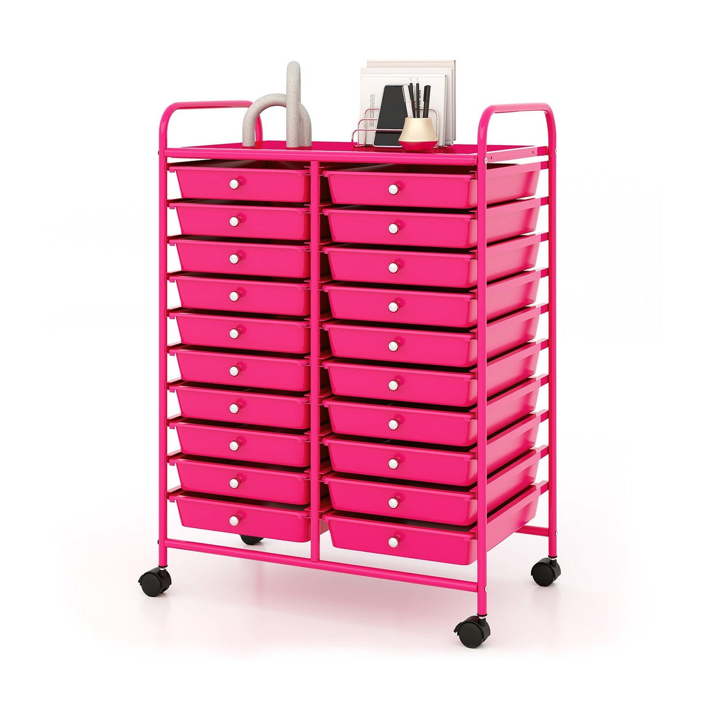 20 Removable Drawers Rolling Storage Cart Studio Organizer-Pink Kids Crystal