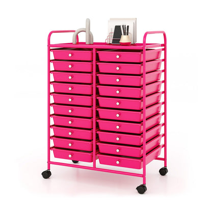 20 Removable Drawers Rolling Storage Cart Studio Organizer-Pink
