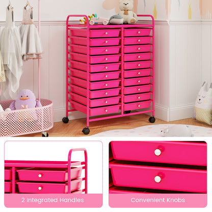 20 Removable Drawers Rolling Storage Cart Studio Organizer-Pink