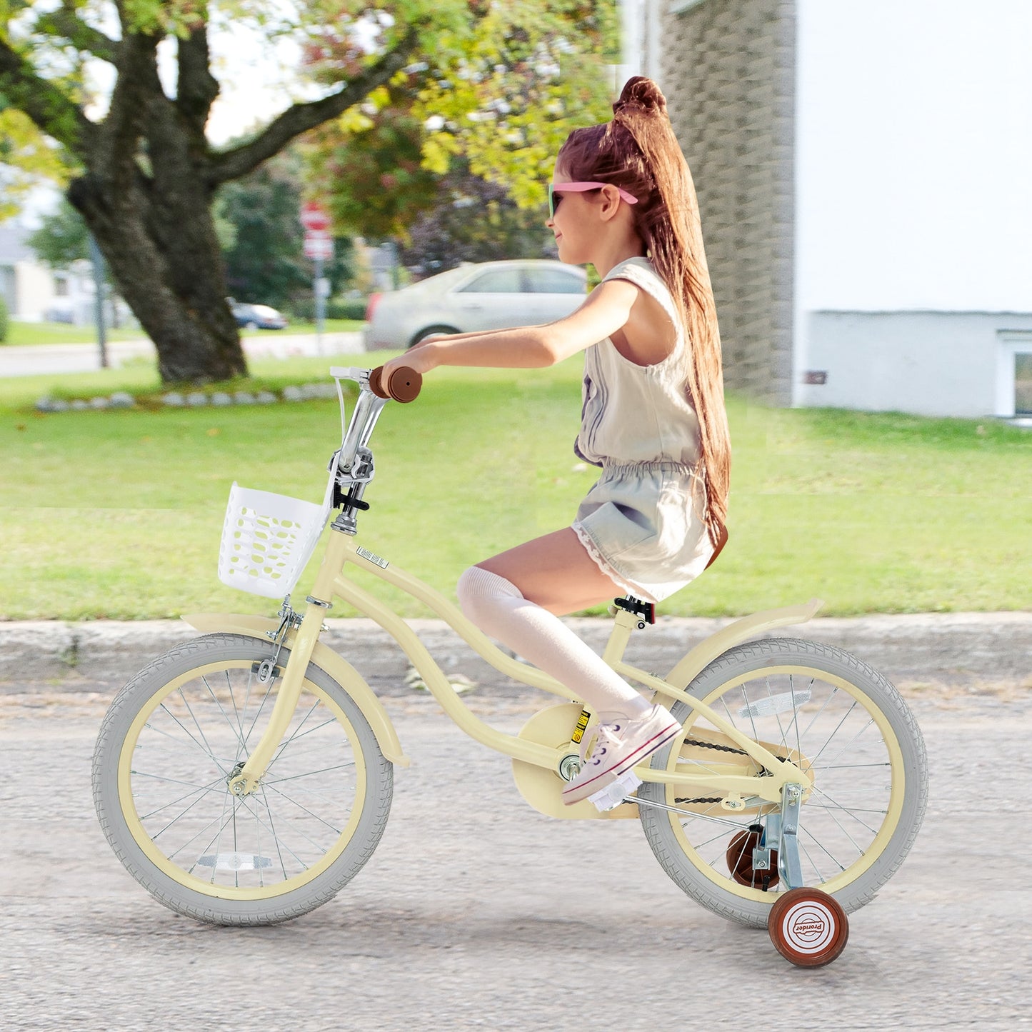14/16/18 Inch Kids Bike Adjustable with Training Wheels Ages 3-8 Years Olds-18 inches Kids Crystal