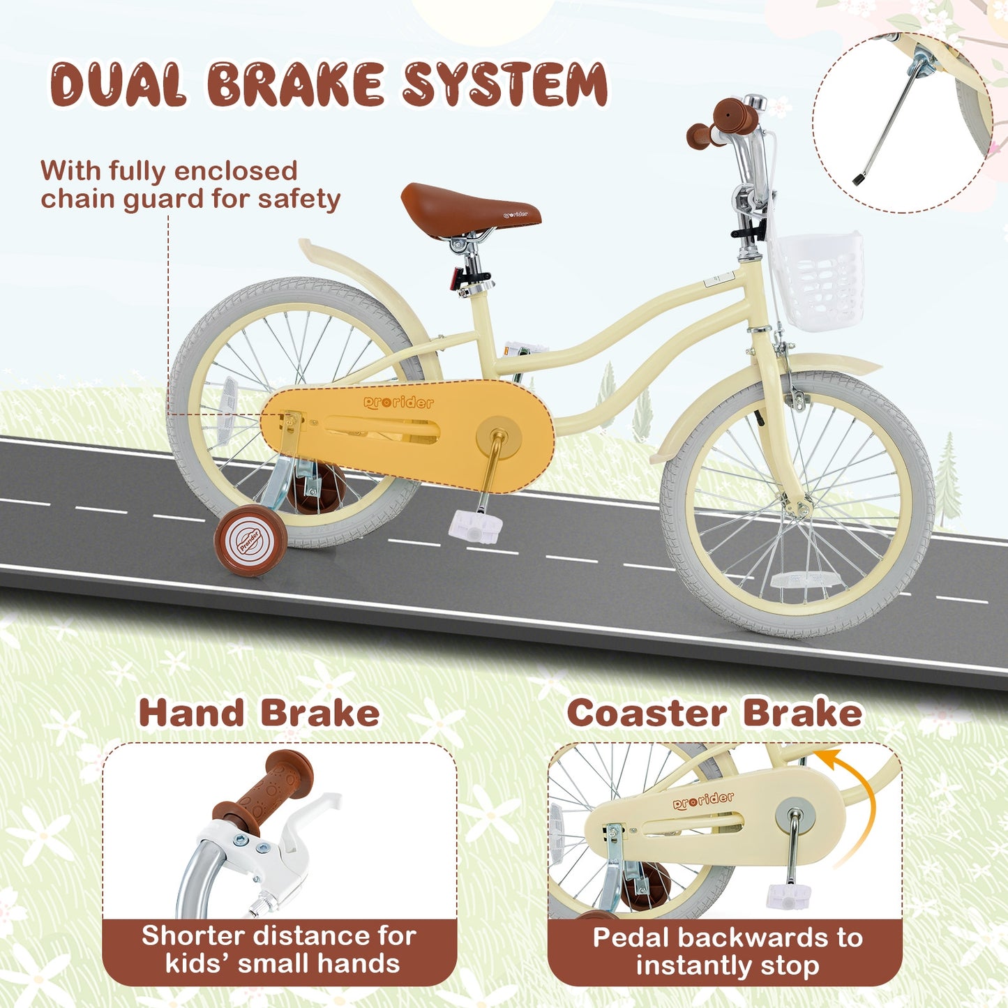14/16/18 Inch Kids Bike Adjustable with Training Wheels Ages 3-8 Years Olds-18 inches Kids Crystal