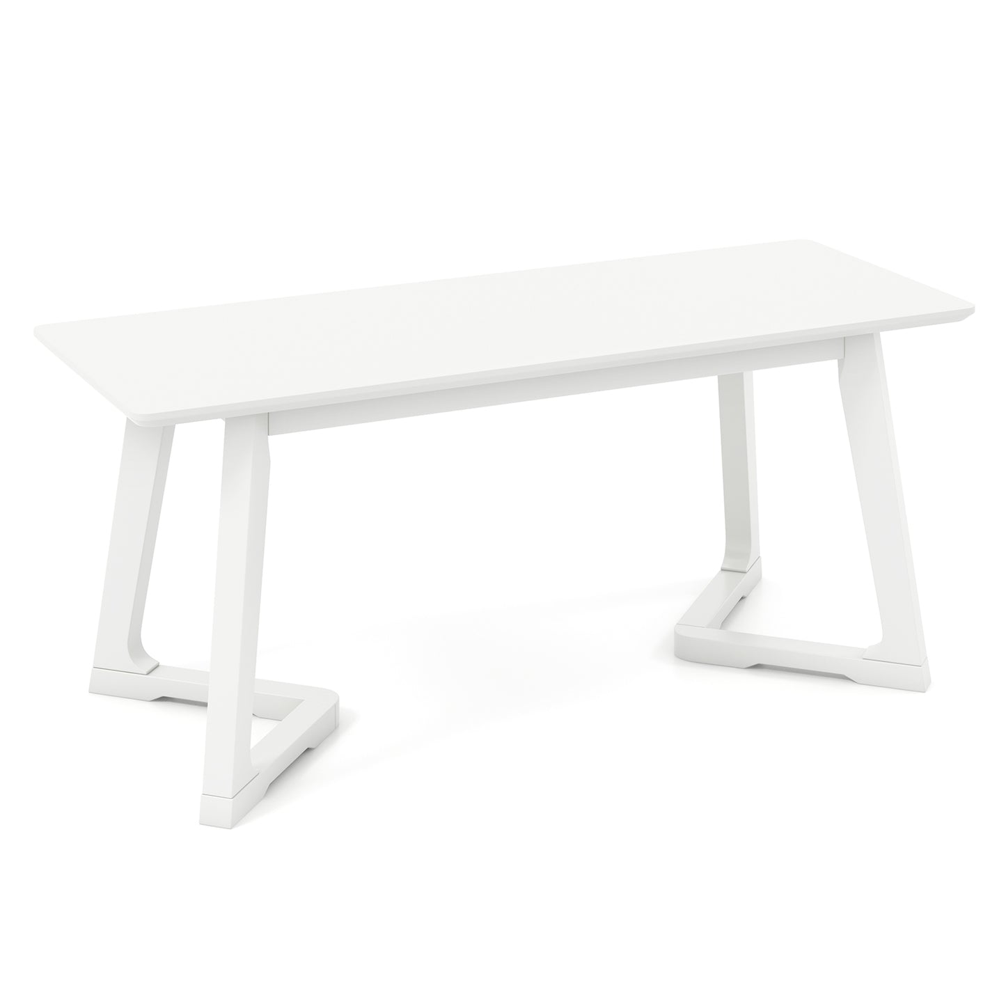 42 Inch Modern Entryway Bench Long Dining Bench with Rubber Wood Legs-White Kids Crystal