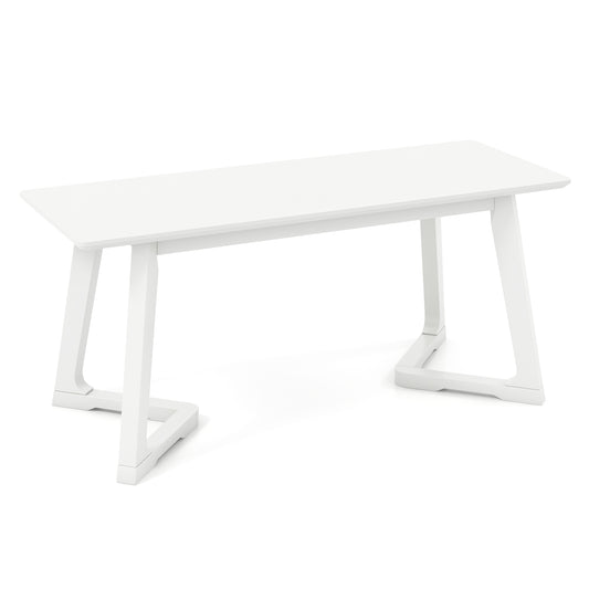 42 Inch Modern Entryway Bench Long Dining Bench with Rubber Wood Legs-White Kids Crystal