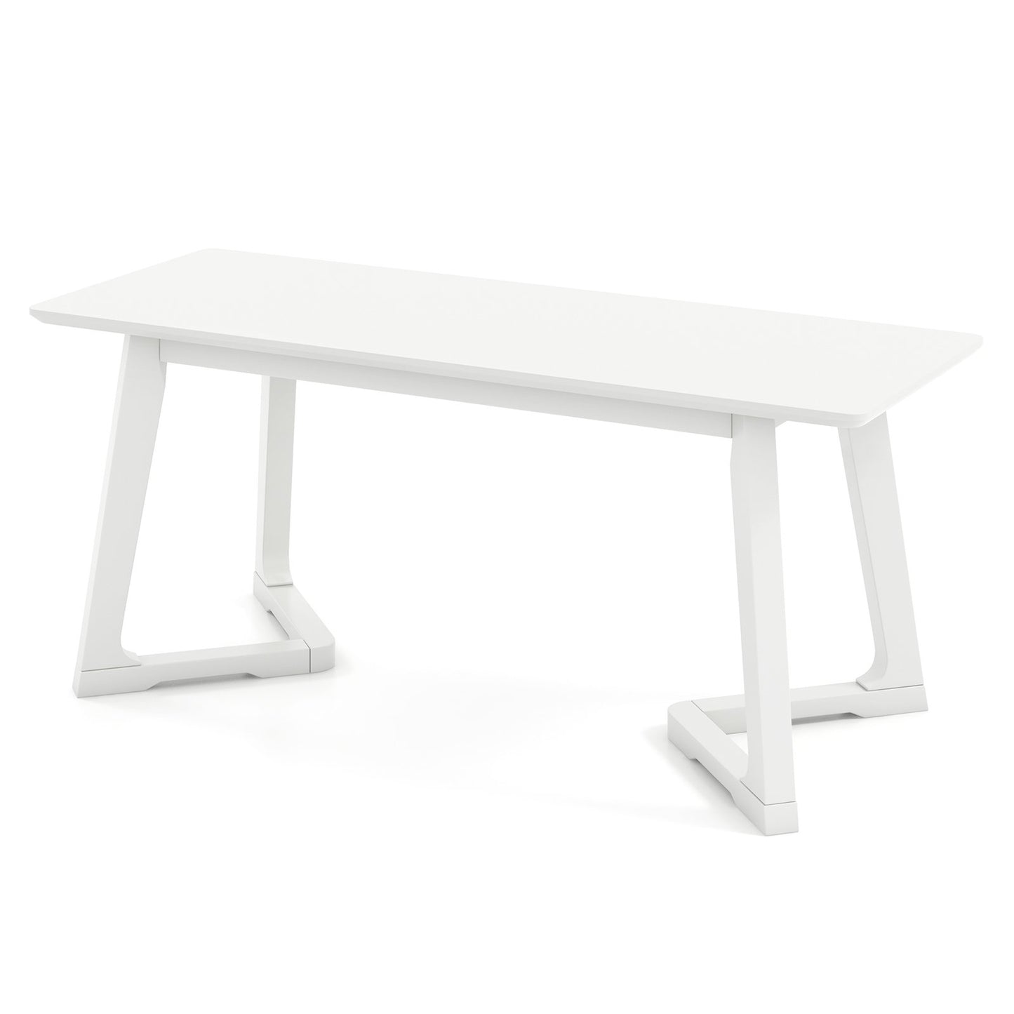 42 Inch Modern Entryway Bench Long Dining Bench with Rubber Wood Legs-White Kids Crystal