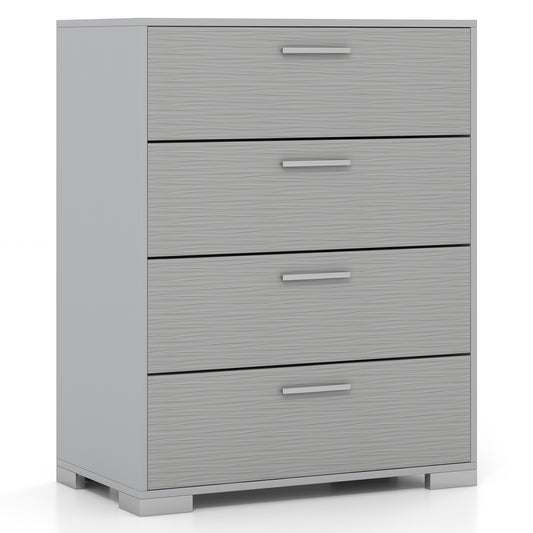 4 Drawer Storage Cabinet with Metal Legs Handles with Anti-Toppling Devices-Gray Kids Crystal