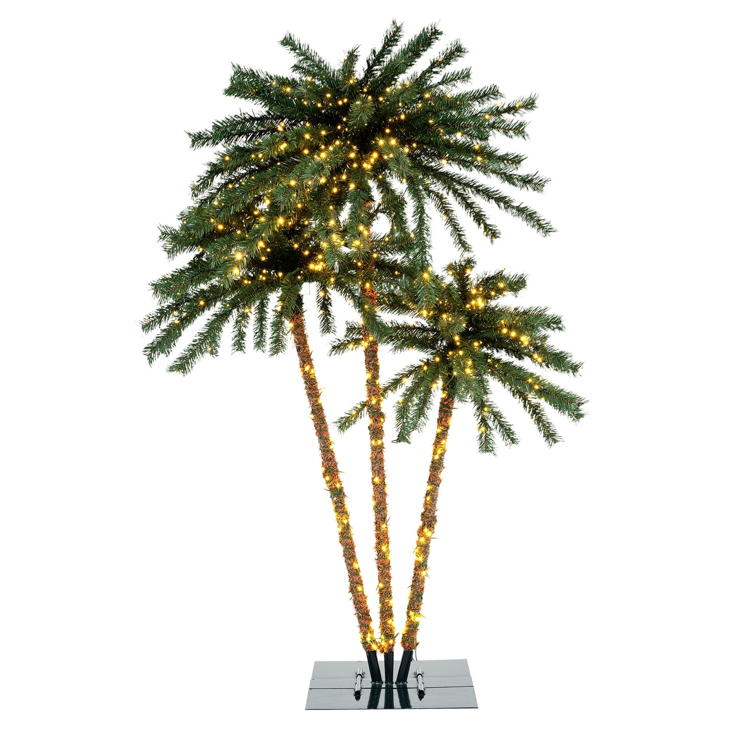 Artificial Lighted Palm Tree with Metal Base 157 Branch Tips and 930 Warm White LED Lights Kids Crystal