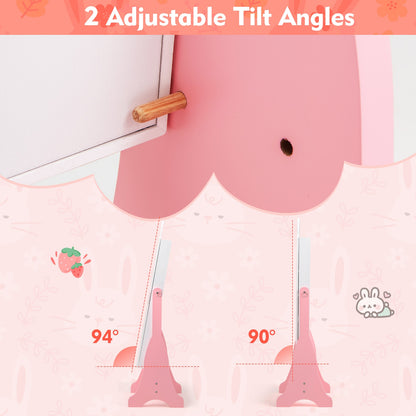 Kids Jewelry Armoire Cabinet with 2 Tilt Angles and Large Capacity-White