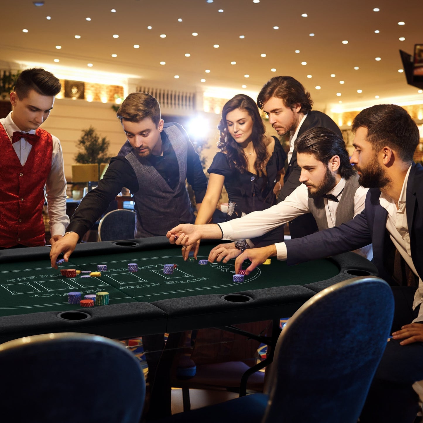 72 Inch Foldable Poker Table for 8 Players Portable Oval Card Board Game Table-Green Kids Crystal