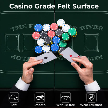 72 Inch Foldable Poker Table for 8 Players Portable Oval Card Board Game Table-Green