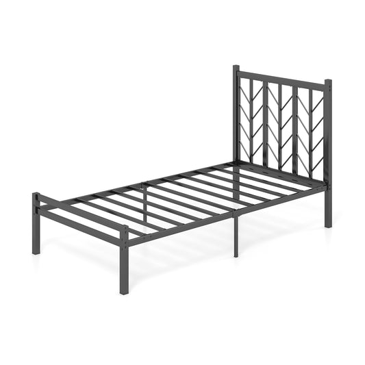 Twin Size Platform Bed with Headboard and Metal Frame-Twin Size Kids Crystal