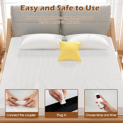 Machine Washable Electric Bed Warmer with Dual Controller 9 Heat Setting and 9-Hour Auto Off and Overheat Protection-Full Size