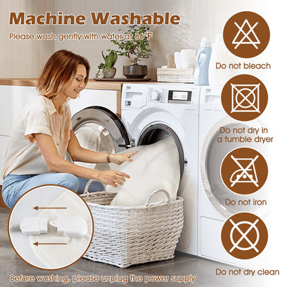 Machine Washable Electric Bed Warmer with Dual Controller 9 Heat Setting and 9-Hour Auto Off and Overheat Protection-King Size