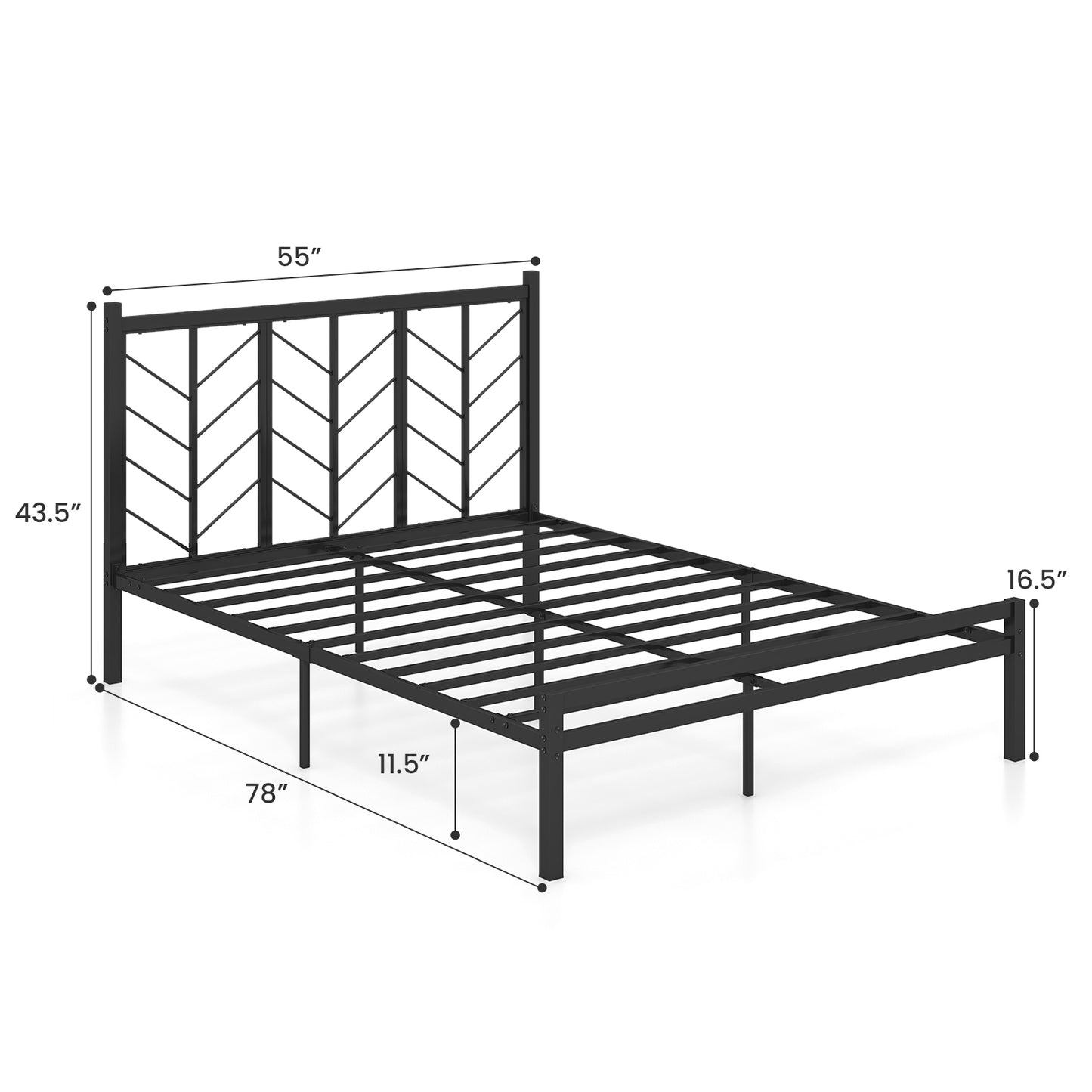 Full Size Platform Bed with Headboard and Metal Frame-Full Size Kids Crystal