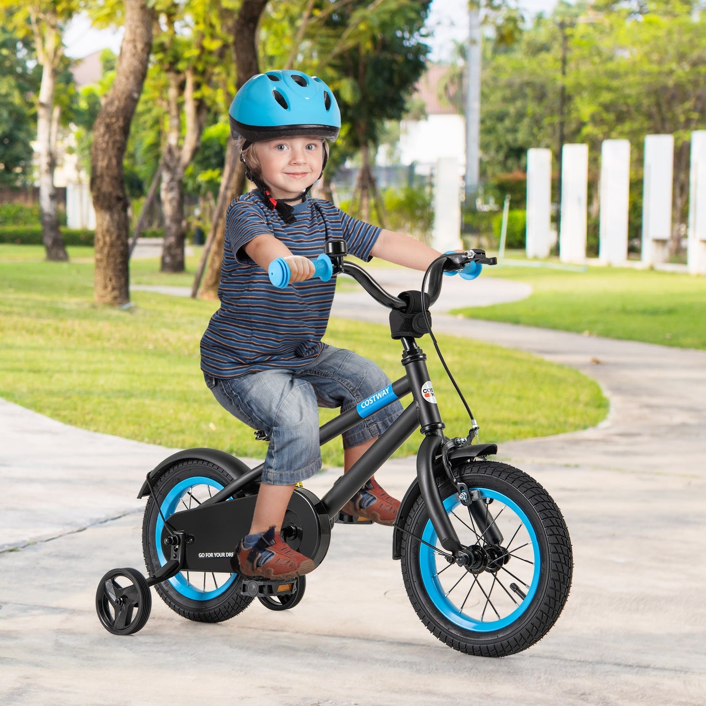 Kids Bike with Adjustable Handlebar and Saddle Black-12 Inches Kids Crystal