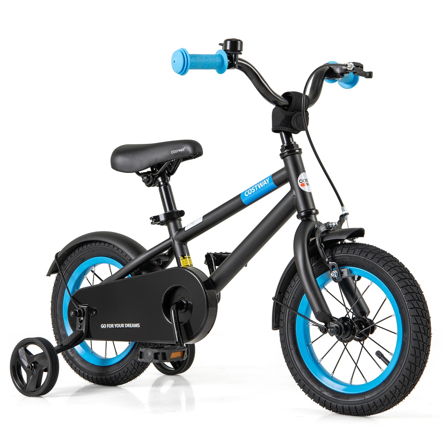Kids Bike with Adjustable Handlebar and Saddle Black-12 Inches Kids Crystal