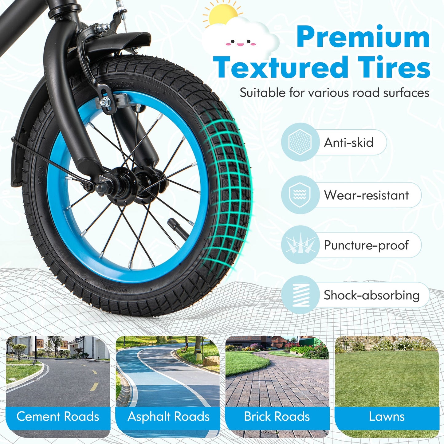 Kids Bike with Adjustable Handlebar and Saddle Black-12 Inches Kids Crystal